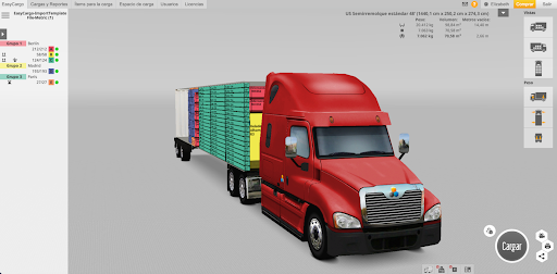 Simulación de tractocamión Volvo VNL Sleeper con semirremolque de estándar estadounidense en EasyCargo